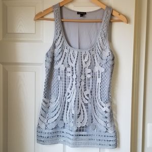 Express | Blue glitter and crochet detail tank top